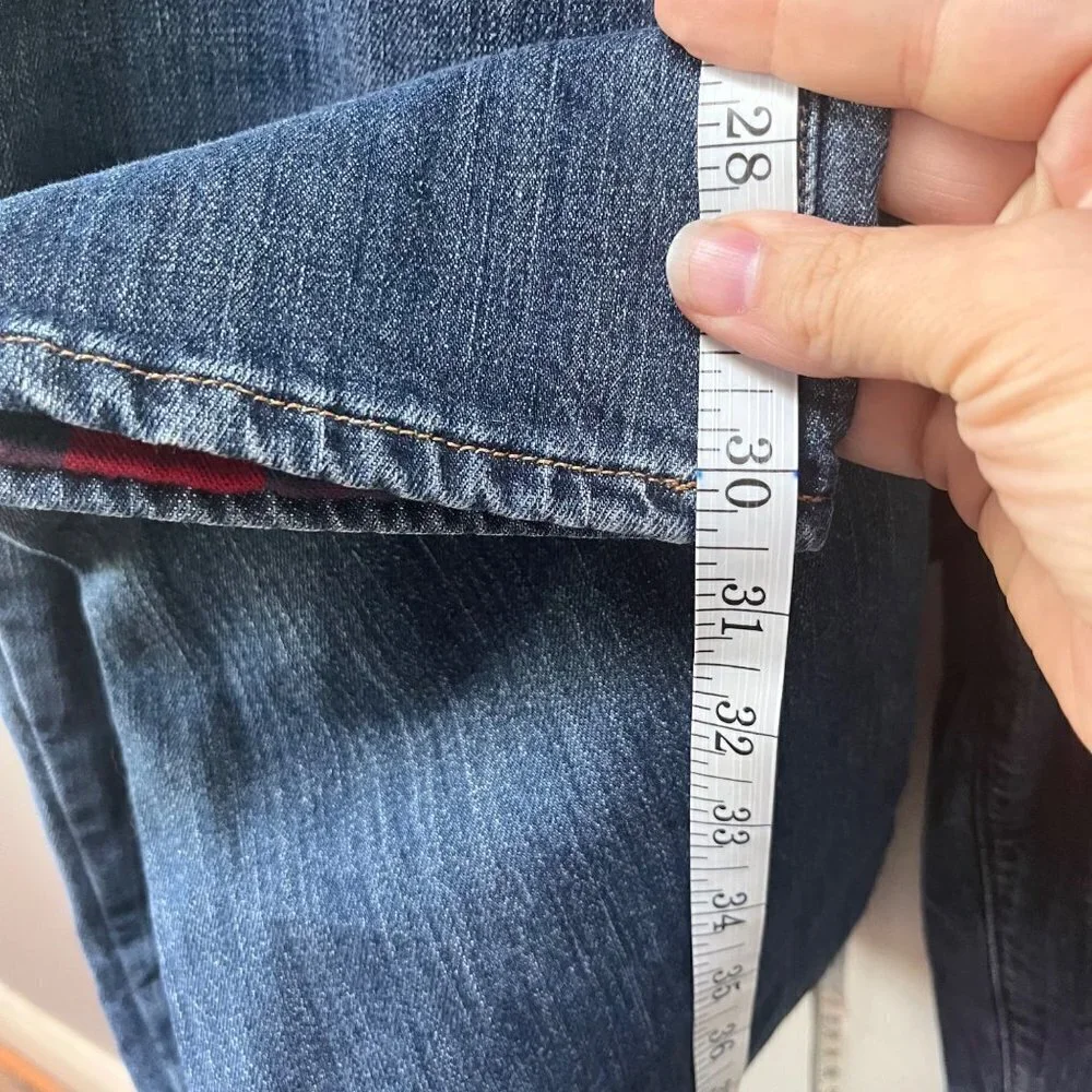 L. L. Bean Favorite Fit Red Buffalo Plaid Flannel Lined Jeans- Women's‎ Size 12